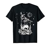 Cuervo Negro Calavera Tarot Oculto Estética Gótica Camiseta