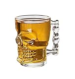 PRICEKILLER® - Jarra de cerveza de calavera de 500 ml para fiestas de cristal con calaveras y eventos