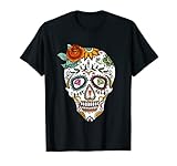 Camiseta de Halloween con diseño de calavera de flores para mujer Día de los Muertos Camiseta
