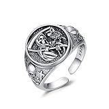 Waysles Anillo de plata de ley 925, diseño de búho y parca, diseño de calavera y amuleto de Santa Muerte, Innendurchmesser: 19,1 mm/0,75 Zoll, Plata de ley, Sin piedras preciosas