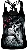 Ocean Plus Mujer Verano Redondo Camiseta sin Mangas O-Cuello Tank Tops Entrenamiento Racerback Yoga Camisas (XL (EU 38-40), Calavera Pareja)