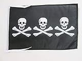 AZ FLAG Bandera Pirata 3 Calaveras 45x30cm - BANDERINA con Calavera 30 x 45 cm cordeles