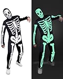 Funidelia Disfraz de esqueleto brilla en la oscuridad para hombre, Talla L Esqueleto, Calavera - Traje para adultos para fiestas, Carnaval y Halloween