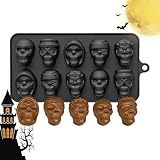 Dewireaey Molde de Calavera para Hornear | Moldes de Silicona Halloween 10 Cavidades | Bandeja de Cocina para Hornear Halloween | para Galletas Pudín Chocolate Pastelería Decoración y Hacer Cubitos de