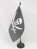 AZ FLAG Bandera de Mesa Pirata Jack Rackham 21x14cm - BANDERINA de DESPACHO con Calavera - Piratas 14 x 21 cm