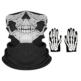 Guantes de Esqueletos Blancos y Máscara, Máscara de Calavera de Halloween, para Adultos Halloween Fiesta