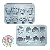 Fyfjur Cráneo Molde Chocolate, Halloween Moldes Bombones Silicona, Molde De Silicona Para Chocolate, Moldes Silicona Para Dulces, Chocolate, Gelatina (Azul, 18.9 * 12.7 * 2.2cm), AM02406911FY