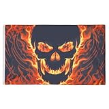 AZ FLAG - Bandera Calavera Con Fuego - 150x90 cm - Bandera Pirata 100% Poliéster Con Ojales de Metal integrados - 110g - Colores Vivos Y Resistente A La Decoloración