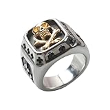 VELESAY Anillos Hombre Acero Inoxidable Anillo Vintage Calavera Anillo Punk Rock Skull Anillo Biker Gótico Cráneo Anillo Calavera Mujer Anillos Joyería Hombre Calavera Anillos Oro US8