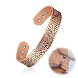 MWUMRCM Pulsera Magnética de Cobre Rojo con 6 Imanes Brazalete de Cobre Pulsera de Imán Sólida Brazalete con Imanes de Energía, Tamaño Ajustable