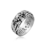 MAGIIE Joyería Anillo de Craneo Calavera,Hombre de Acero Inoxidable,Anillo de Sello Gótico Punk Rock,Skull Ring Anillo de Calavera para Hombre (Plata, 14)