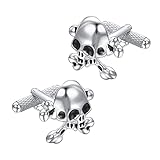 Asienice Gemelos de calavera para hombre, punk, gótico, calavera, gemelos, camisas, joyas para camisa de boda, wenige, Oro, Sin piedras preciosas