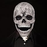 Byffoer Máscara de Halloween Con Mandíbula Móvil - Calavera Realista de Látex Natural Para Cosplay y Fiesta, Color Claro