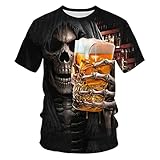 Camisetas Manga Corta Hombre Camiseta Hombre Calavera Estampado Digital 3D Manga Corta,T3484,6XL