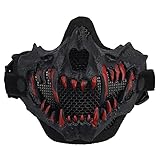 Máscara táctica de Media Cara, máscara Protectora de Calavera de Acero Transpirable para Disparar CS Paintball, Caza, Halloween, Fiesta de Disfraces (Negro)