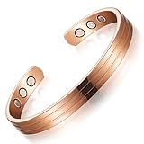 Herdear Pulsera Magnética de Cobre Pulseras Magnéticas Bronceadas Pulseras de Cobre Ajustables con Ocho Potentes Imanes para Hombres y Mujeres (Elegante)