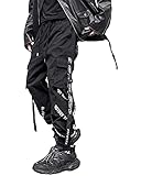 ORANDESIGNE Pantalones Hombre Moda Pantalones de Carga del Harem de los Pantalones El Traje de Hiphop del Punk del Basculador Deporte Hombres Muchachos de la Manera B Negro XL