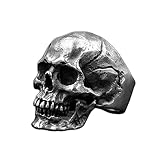 DAOMEI Anillo De Calavera Calvarium para Hombre, Anillo De Motorista Gótico, Joyería De Banda para Motocicleta