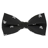 Corbata y Pajarita Calavera Negra y Blanca - Corbata y Pajarita Hombre Cráneo Original - Corbata y Pajarita Esqueleto Skull (Pajarita Negra y Blanca)