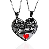 OQKAHIV 2 pcs Parejas Colgante Collar, Joyería de cráneo de cráneo collar con colgante, joyería punk rock collar cráneo colgante cráneo cráneo ciclista gótico para los hombres cadena macho, Halloween