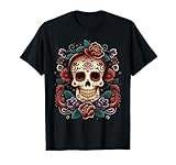Flores Cinco De Mayo Cráneo De Azúcar Mexicano Dia de Los Muertos Camiseta