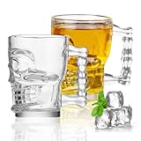 liuer Vasos Cerveza, Jarras de Cerveza,Vasos de Cerveza de 500ml con Calavera,Apto para Lavavajillas,Vaso de Cerveza con Asa,Perfecto para Casa,Restaurantes y Fiestas
