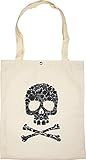 styleBREAKER Bolsa de Tela con Estampado de Calavera, Cierre de botón a presión, Bolsa, Bolso para Compras marítimo, Bolso, Unisex 02012194, Color:Beige