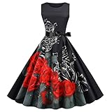 Mujeres Vintage Retro Vestido Rockabilly Años 1950 50 60 70 Audrey Hepburn Estilo Casual Vestidos Vestidos Fruncido Lobos Vestido Vintage Años 70 Pin Up Mujer Verde Barato, H rojo., XL