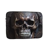 XZDZWK Bolsa para laptop con diseño de calavera de color cobre, práctica a prueba de golpes, elegante impresión para viajes de negocios, trabajo y oficina, Black, 13 inch