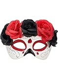 Funidelia | Antifaz de Catrina Deluxe para mujer Calavera mexicana, Halloween, Día de los muertos, Terror - Accesorios para adultos, accesorio para disfraz - Blanco