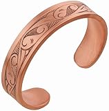 DEMMEX - Pulsera de cobre puro grabado sólido de 3 mm de grosor para hombres y mujeres – Cortada, moldeada, grabada a mano – más gruesa de su tipo – Acabado mate – Hecho a mano en Turquía, M/L - Wrist