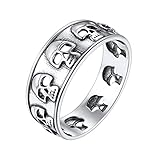 SILVERCUTE Anillo Calavera Hueco Hombre Hip Hop Anillo Giratorio Plata de Ley 925 Anillo de Pulgar Mujer Unixeso Tridimensional Talla 54-69 (57)