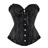 SZIVYSHI Corset Mujer Top, Bustier Shapewear Lencería, Cintura de Encaje Push Up Body (Negro, S)