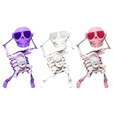 Qikam Juguete de calavera 3D bailando y balanceando, divertidos juguetes de esqueleto de cuerda, figura de calavera, bailarina animada de esqueleto de alivio del estrés, adorno de escritorio de