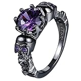 OIDEA Anillos para hombre y mujer, diseño de calavera con circonita morada, estilo punk, Halloween, 49 (15,6) ~ 62 (19,7), 57 (18.1), Acero inoxidable, Zircón
