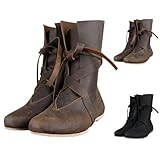 Generisch Botas medievales renacentistas para hombres, botas estilo retro medieval con cordones punk, botas de caballero, suaves, cómodas, con cordones, de cuero, zapatos informales, acolchados