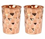 Vaso de 2 cobre martillado de, vaso de cobre 100% puro para agua, mejor que los vasos, más seguro que el plástico (cristal de diamante)