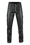 Bikers Gear Australia Pantalones Vaqueros de Cuero Suave Rock and Roll para Motocicleta, de Cuero de Primera Calidad para un Ajuste cómodo, Negro, Talla 36 EU
