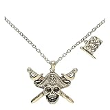W WIDMANN MILANO Party Fashion 46748 - Collar con calavera de pirata y espadas cruzadas con bandera pirata, joyas, gargantilla, pirata, carnaval, fiesta temática