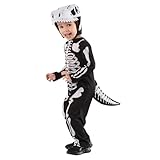 Rubies Disfraz Dinosaurio Esqueleto para niños y niñas, Jumpsuit con cola y capucha, Licencia Oficial, Dino Skeleton, Esqueletos para Halloween, Carnaval, Fiestas y Cosplay