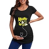 BOTCAM Mujeres Camiseta Casual Esqueleto Estampado Manga de Maternidad Corta Embarazada Ollas Ropa Blusa de Maternidad Ropa para Embarazadas, Z3-negro., L