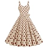 Vestido Pin Up para mujer sin mangas vintage sexy con cuello en V de lunares de cintura alta Midi Vestidos de gran tamaño Chic y Elegant Swing Retro Slim Fit Dress de Rockabilly Fiesta Ceremonia de