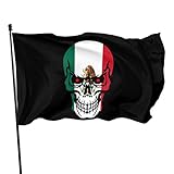 Banderines de México con calavera, bandera pirata, banderines personalizados de primera calidad para decoración de interiores y césped, 90 x 150 cm