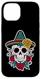 Calavera Mexicana con Arte de Tatuaje Colorido Sombrero y Carcasa para iPhone 14