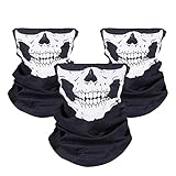 JTDEAL 3 Piezas Pasamontañas de Calavera - Braga Respirable de Poliéster para Cuello - Mascarilla Multifuncional para Adultos Moto/Esquí/Deporte/Ciclismo/Fiesta de Disfraz