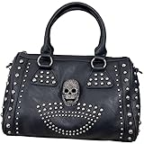 Ro Rox Rogue Bolsa de Deporte Grande de Piel Sintética Gótica con Calavera Tachonada