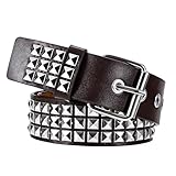 Yesaler Cinturón de Remache Cinturón Punk de Cuero PU Gótico con Tachuelas de Pirámide para Mujeres y Hombres Accesorios de Ropa Gótica (Marrón)