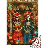 Calavera Mexicana Puzle De 1000 Piezas Regalos Adultos Dia de los Muertos Impossible Rompecabezas De Primera Calidad Y Rompecabezas Fantasy Puzzle Arte Decoración del Hogar 1000pcs (75x50cm)