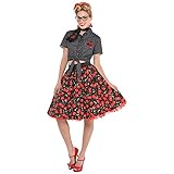 amscan-White Polka Dot Blouse Medium-1 Pc Niñas Blusa Rockabilly Cherry con Lunares Blancos medianos, 1 Unidad, Color, M (845870)