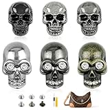 BITEFU 6 piezas de calaveras para manualidades, remaches de piel 3D con cierre de rosca, botones decorativos punk, adecuados para bolsos y cinturones hechos a mano